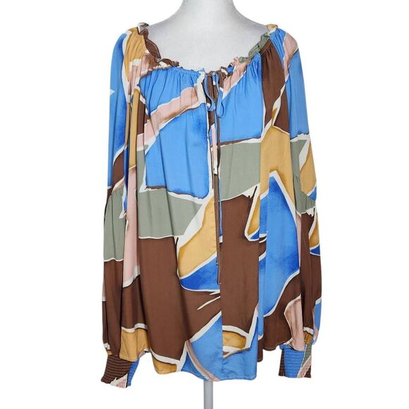 Perch by Blu Pepper Flowy Peasant Blouse with Full Sleeves Size 2X - Picture 1 of 11